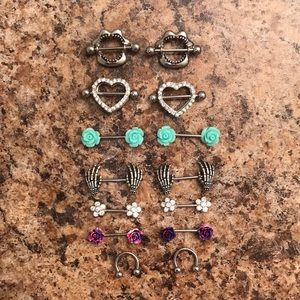 Assorted Nipple Rings (7) some new w/o tags